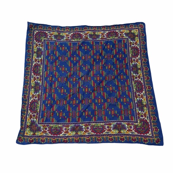 Vintage Patterned Head Scarf Blue - Picture 1 of 6